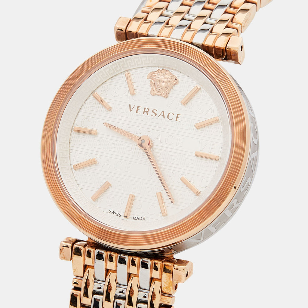 Versace V-Twist White Dial Two Tone Mesh Bracelet Watch for Women - VELS00719 Buy Now By Versace