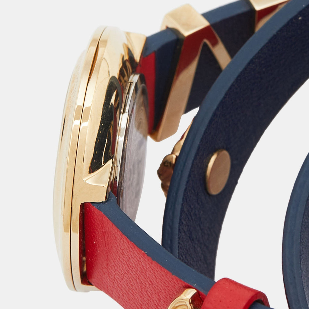 Versace V-Flare Quartz Silver Dial Red Leather Strap Watch for Women - VEBN00418 Buy Now By Versace