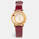 Versace V-Flare Quartz Silver Dial Red Leather Strap Watch for Women - VEBN00418 Buy Now By Versace