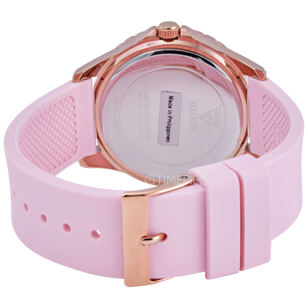 Guess Sparkling Diamonds Pink Dial Pink Rubber Strap Watch for Women - W0032L9 Buy Now By Guess