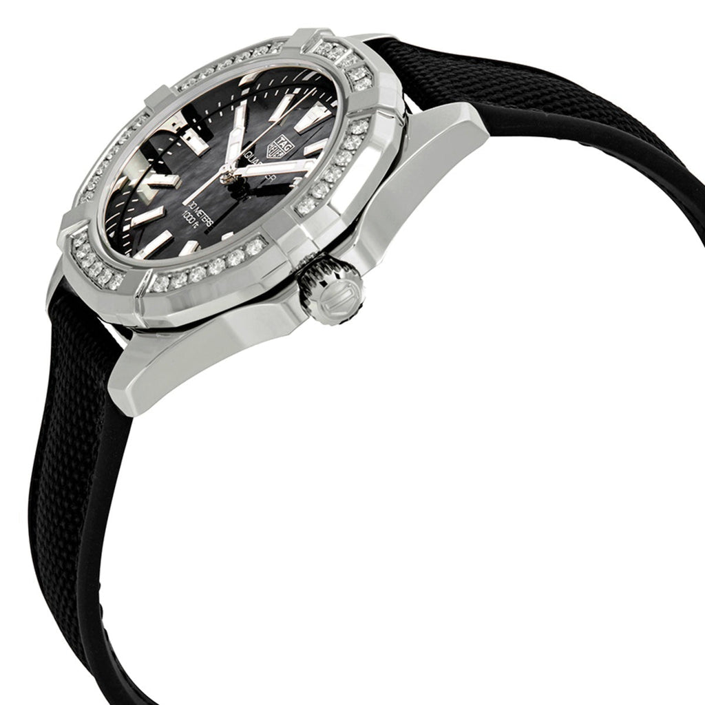 Tag Heuer Aquaracer Diamonds Mother of Pearl Black Dial Black Nylon Strap Watch for Women - WAY131P.FT6092 Buy Now By Tag Heuer