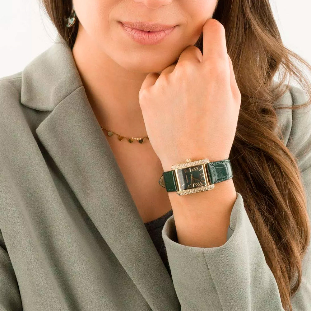 Michael Kors Emery Quartz Diamonds Green Dial Green Leather Strap Watch For Women - MK4697 Buy Now By Michael Kors