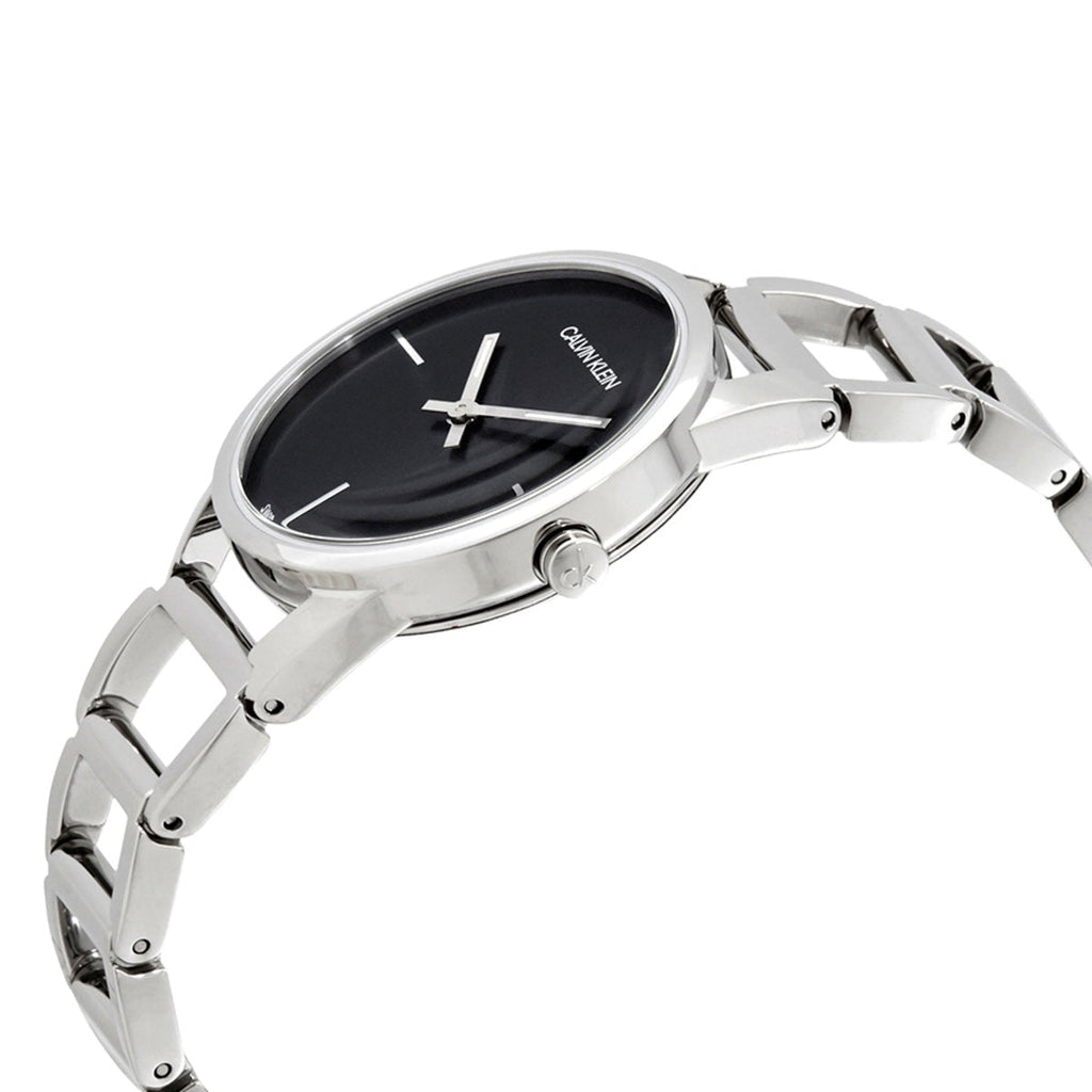 Calvin Klein Stately Black Dial Silver Steel Strap Watch for Women - K3G23121 Buy Now By Calvin Klein