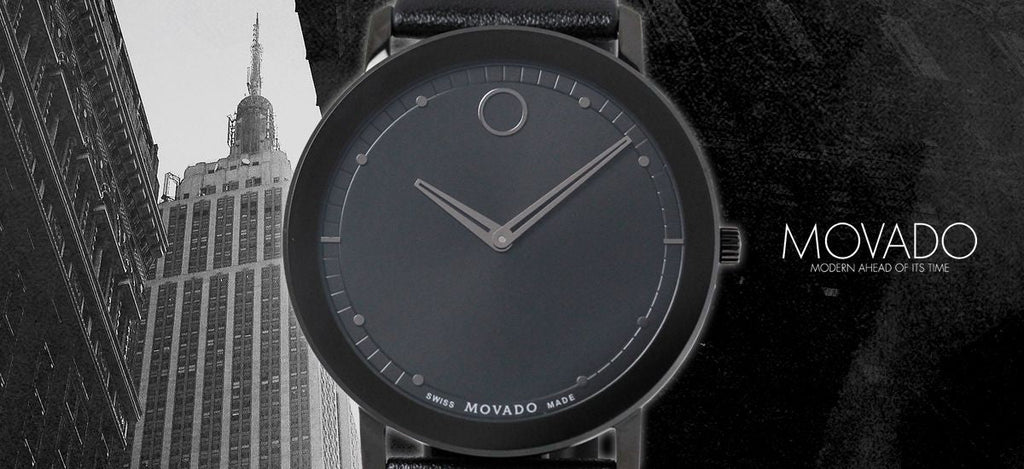 Movado Sapphire Black Dial Black Leather Strap Watch for Men - 606884 Buy Now By Movado