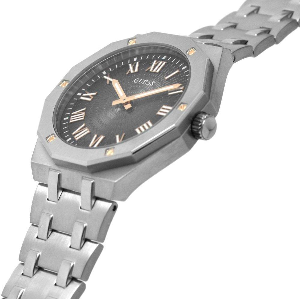 Guess Asset Quartz Black Dial Silver Steel Strap Watch For Men - GW0575G1 Buy Now By Guess