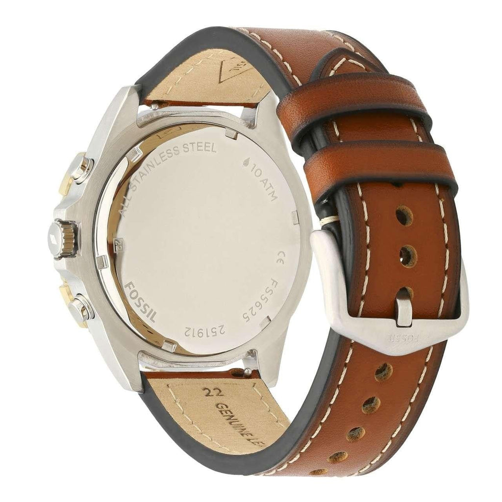 Fossil Garrett Chronograph Blue Dial Brown Leather Strap Watch for Men - FS5625 Buy Now By Fossil