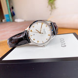 Gucci G Timeless Automatic Silver Dial Black Leather Strap Unisex Watch - YA126468 Buy Now By Gucci