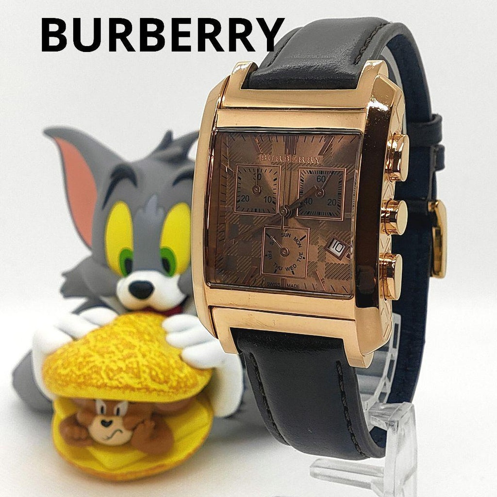 Burberry Heritage Chronograph Square Grey Dial Brown Leather Strap Watch for Men - BU1566 Buy Now By Burberry