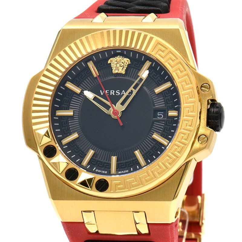 Versace Chain Reaction Quartz Black Dial Red & Black Rubber Strap Watch for Men - VEDY00319 Buy Now By Versace