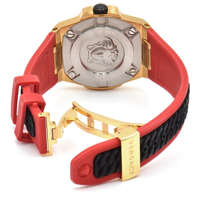 Versace Chain Reaction Quartz Black Dial Red & Black Rubber Strap Watch for Men - VEDY00319 Buy Now By Versace