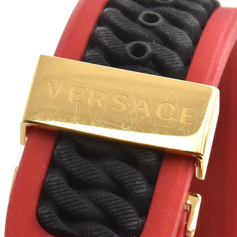 Versace Chain Reaction Quartz Black Dial Red & Black Rubber Strap Watch for Men - VEDY00319 Buy Now By Versace