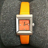 Gucci G-Frame Square Mother of Pearl Orange Dial Orange Leather Strap Watch For Women - YA128532 Buy Now By Gucci