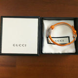 Gucci G-Frame Square Mother of Pearl Orange Dial Orange Leather Strap Watch For Women - YA128532