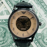 Emporio Armani Meccanico White Dial Black Leather Strap Watch For Men - AR1923 Buy Now By Emporio Armani