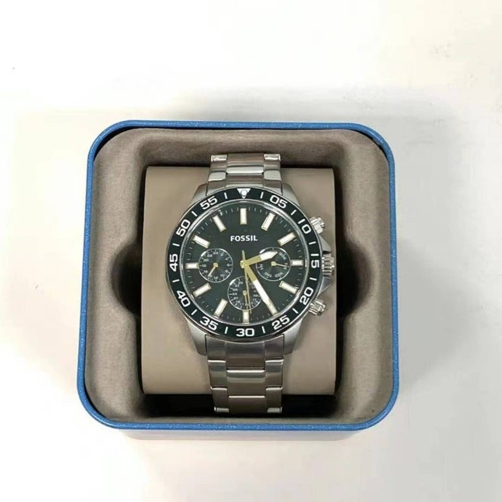 Fossil Bannon Chronograph Green Dial Silver Steel Strap Watch for Men - BQ2492 Buy Now By Fossil