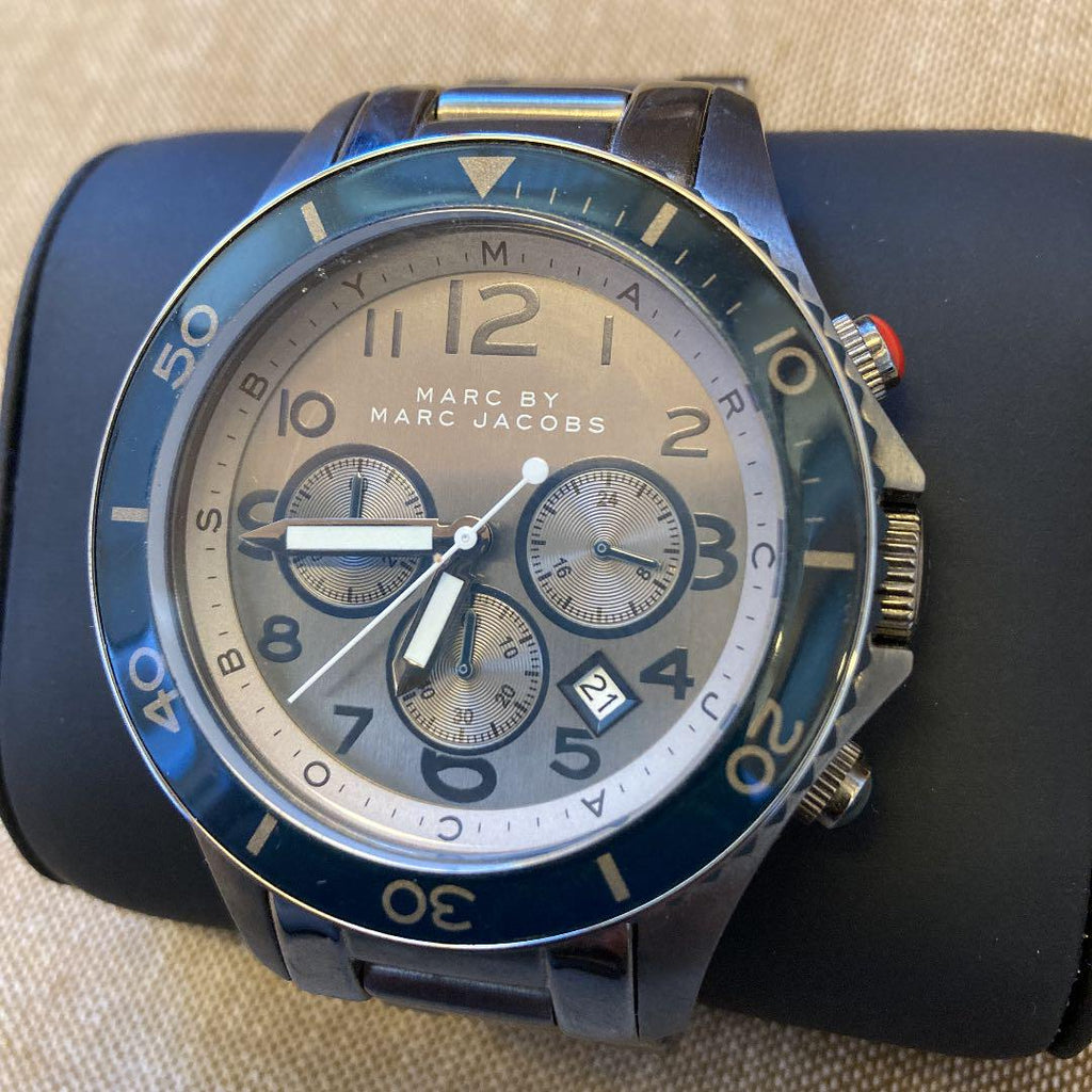 Marc Jacobs Rock Chronograph Silver Dial Silver Steel Strap Watch for Men - MBM5028 Buy Now By Marc Jacobs