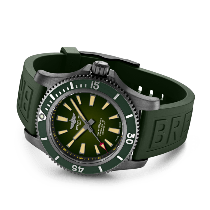 Breitling Superocean Automatic 46 Green Dial Green Rubber Strap Watch for Men - M173681A1L1S1 Buy Now By Breitling