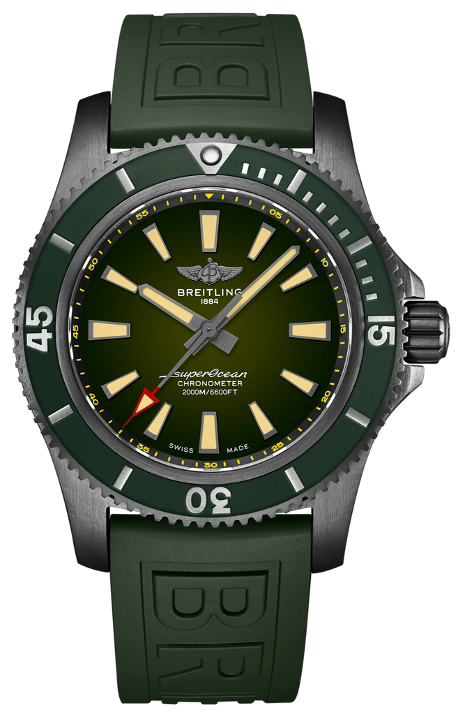 Breitling Superocean Automatic 46 Green Dial Green Rubber Strap Watch for Men - M173681A1L1S1 Buy Now By Breitling