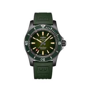 Breitling Superocean Automatic 46 Green Dial Green Rubber Strap Watch for Men - M173681A1L1S1 Buy Now By Breitling