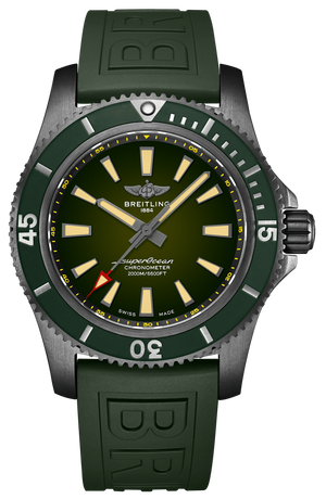 Breitling Superocean Automatic 46 Green Dial Green Rubber Strap Watch for Men - M173681A1L1S1 Buy Now By Breitling
