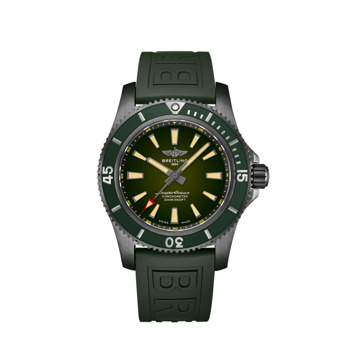 Breitling Superocean Automatic 46 Green Dial Green Rubber Strap Watch for Men - M173681A1L1S1 Buy Now By Breitling