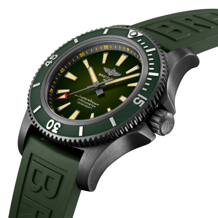 Breitling Superocean Automatic 46 Green Dial Green Rubber Strap Watch for Men - M173681A1L1S1 Buy Now By Breitling