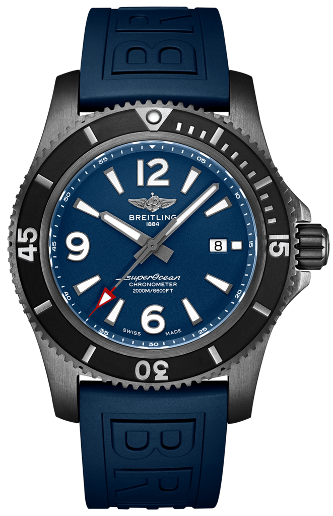 Breitling Superocean Automatic 46mm Blue Dial Blue Rubber Strap Watch for Men - M17368D71C1S1 Buy Now By Breitling