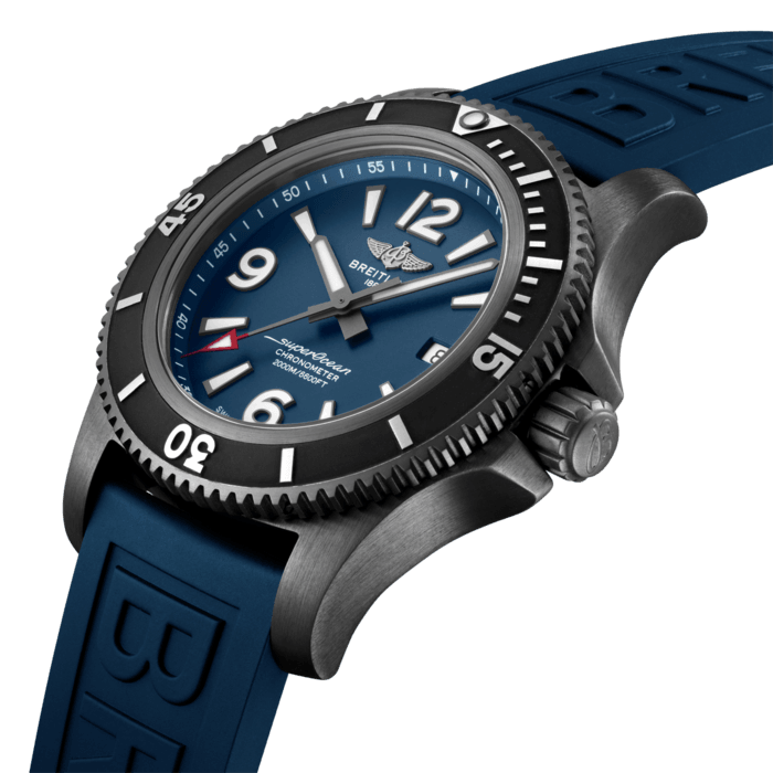 Breitling Superocean Automatic 46mm Blue Dial Blue Rubber Strap Watch for Men - M17368D71C1S1 Buy Now By Breitling