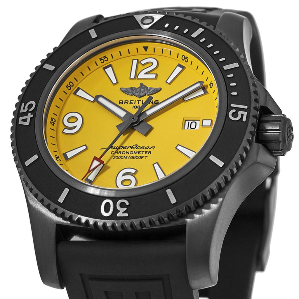 Breitling Superocean Automatic 46mm Yellow Dial Black Rubber Strap Watch for Men - M17368D71I1S1 Buy Now By Breitling