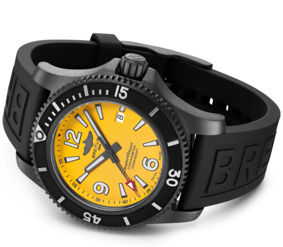 Breitling Superocean Automatic 46mm Yellow Dial Black Rubber Strap Watch for Men - M17368D71I1S1 Buy Now By Breitling