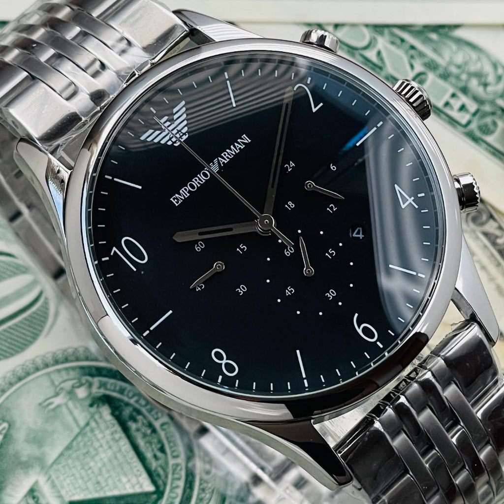 Emporio Armani Beta Chronograph Black Dial Steel Strap Watch For Men - AR1863 Buy Now By Emporio Armani