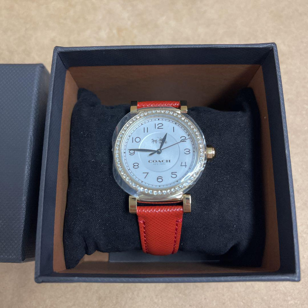 Coach Madison White Dial Red Leather Strap Watch for Women - 14502400 Buy Now By Coach
