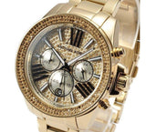 Michael Kors Wren Chronograph Crystal Pave Gold Dial Gold Steel Strap Watch for Women - MK6095 Buy Now By Michael Kors