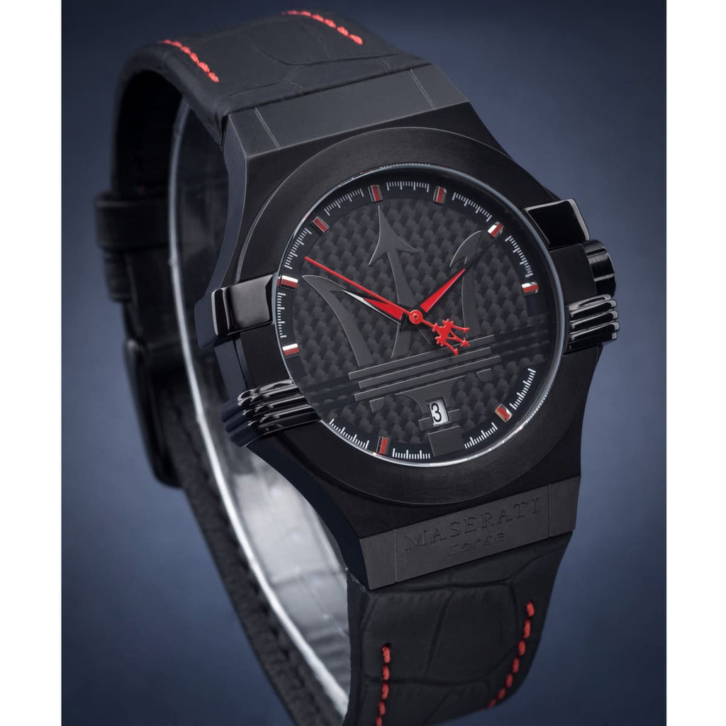 Maserati Potenza 3H STR Black Dial 42mm Leather Strap Watch For Men - R8851108010 Buy Now By Maserati