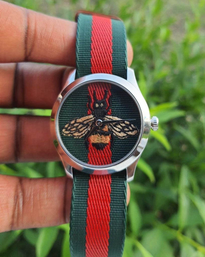 Gucci Le Marche des Merveilles Red & Green Dial Red & Green Nylon Strap Unisex Watch - YA1264060 Buy Now By Gucci