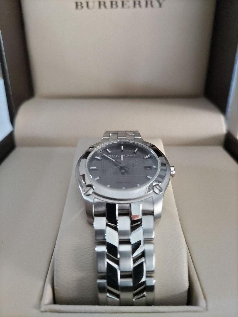 Burberry Herringbone Grey Dial Silver Steel Strap Watch for Women - BU1851 Buy Now By Burberry