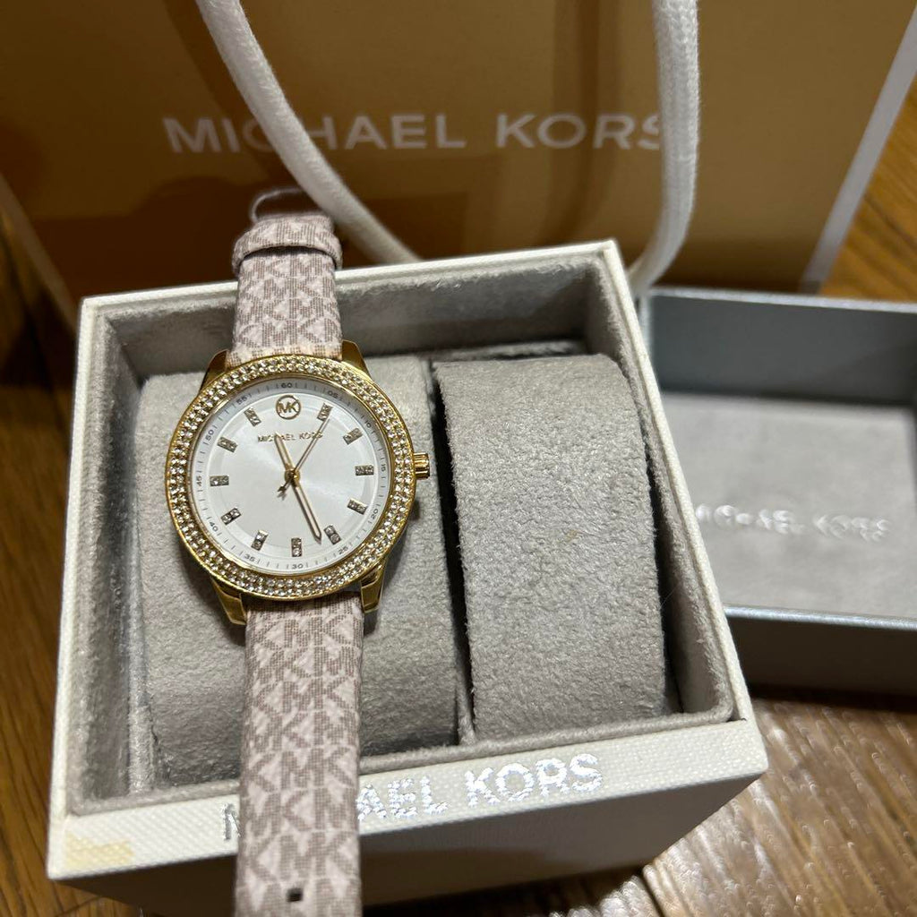 Michael Kors Tibby Analog Silver Dial White Leather Strap Watch for Women - MK1049 Buy Now By Michael Kors