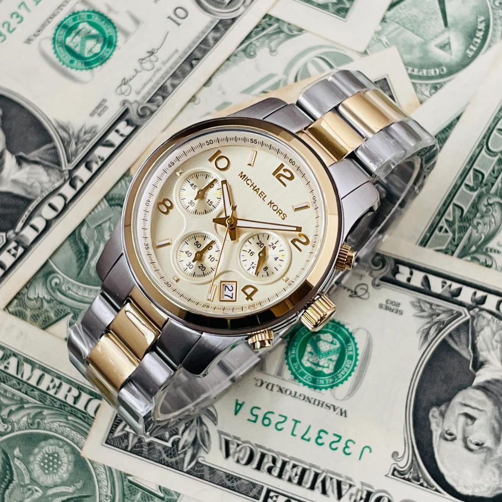 Michael Kors Runway Gold Dial Two Tone Steel Strap Watch for Women - MK5137 Buy Now By Michael Kors