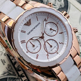 Emporio Armani Sportivo White Dial Rose Gold & White Steel Strap Watch For Women - AR5942 Buy Now By Emporio Armani