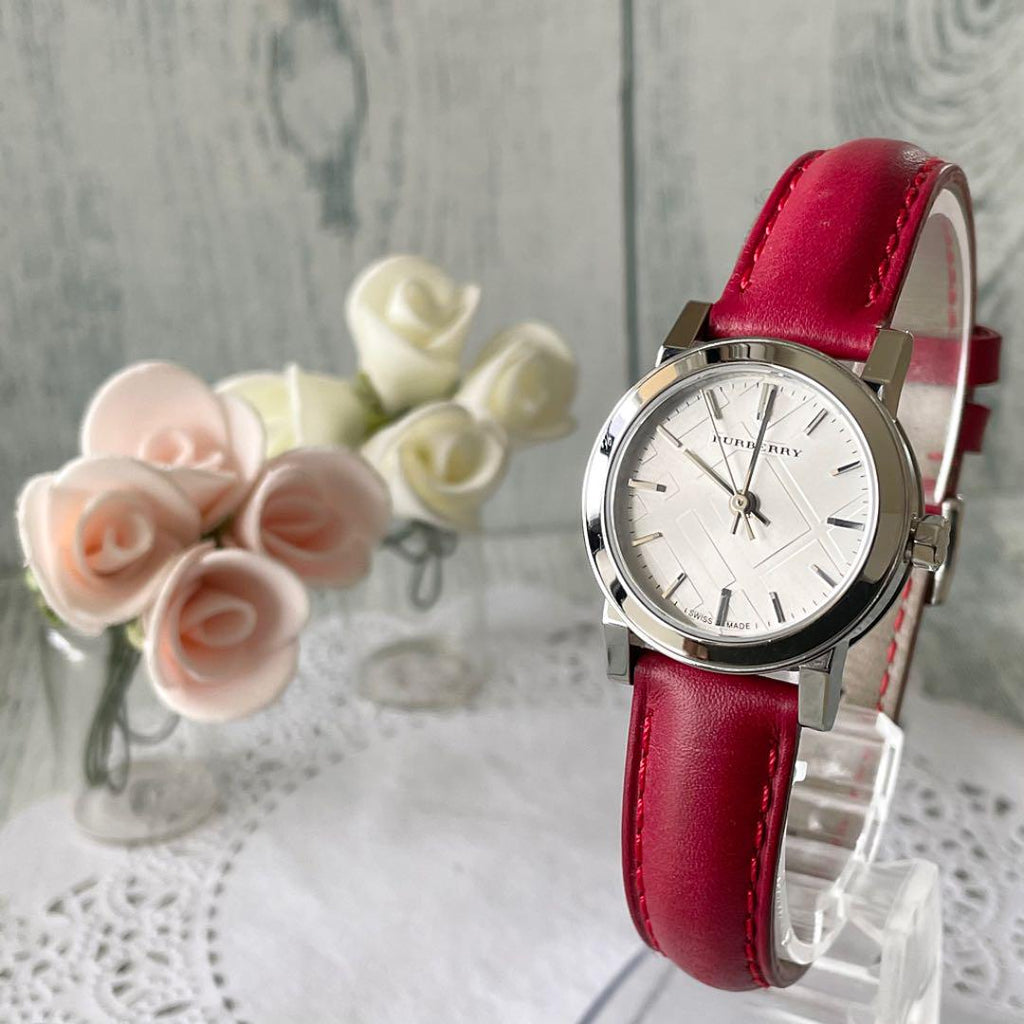 Burberry The City Silver Dial Red Strap Watch for Women - BU9232 Buy Now By Burberry
