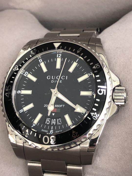 Gucci Dive Quartz Black Dial Silver Steel Strap Watch For Men - YA136301 Buy Now By Gucci