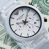 Emporio Armani Luigi Chronograph Ceramic White Dial White Ceramic Strap Watch For Men - AR1499 Buy Now By Emporio Armani