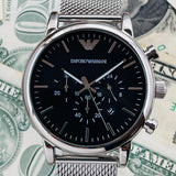 Emporio Armani Luigi Black Dial Silver Mesh Bracelet Watch For Men - AR8032 Buy Now By Emporio Armani