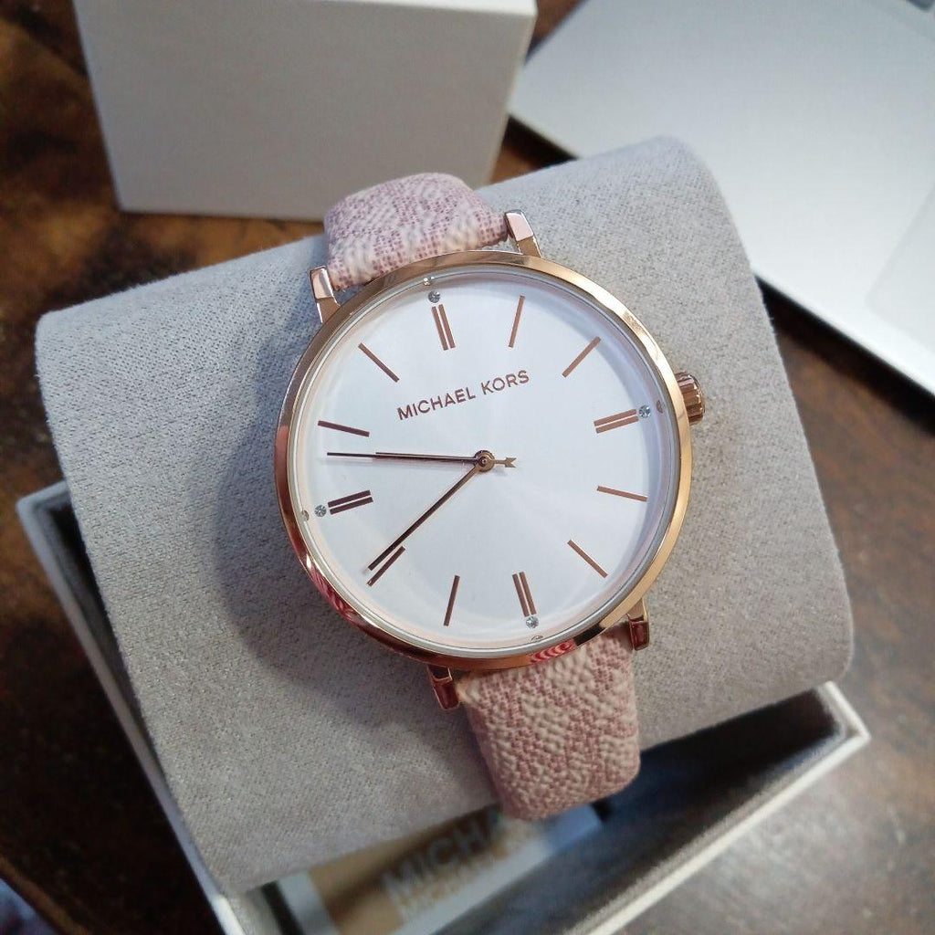 Michael Kors Pyper Quartz Silver Dial Pink Leather Strap Watch for Women - MK2947 Buy Now By Michael Kors