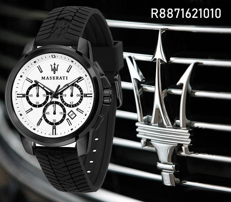 Maserati Successo 44mm White Dial Black Silicone Strap Watch For Men - R8871621010 Buy Now By Maserati