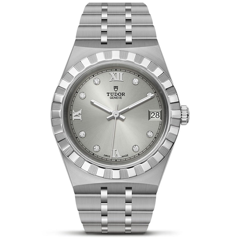 Tudor Royal Day Date Diamonds Automatic Silver Dial Silver Steel Strap Watch for Men - M28600-0002 Buy Now By Tudor