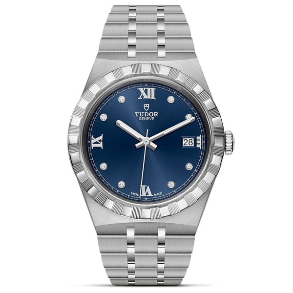 Tudor Royal Automatic Diamonds Blue Dial Silver Steel Strap Watch for Men - M28600-0006 Buy Now By Tudor