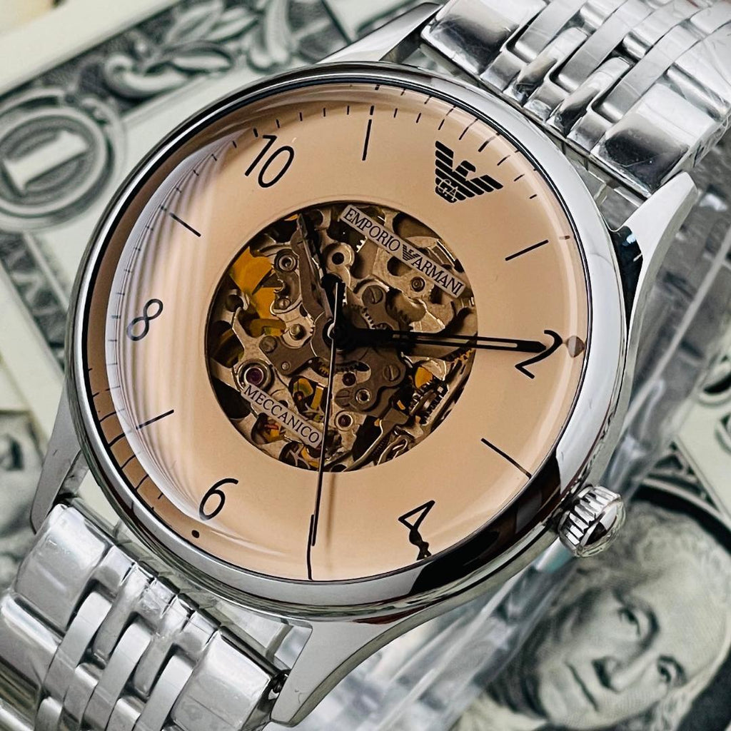 Emporio Armani Meccanico Multicolor Dial Silver Steel Strap Watch For Men - AR1922 Buy Now By Emporio Armani