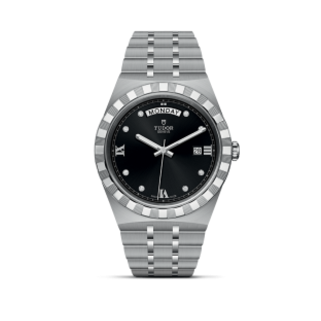 Tudor Royal Automatic Diamonds Black Dial Silver Steel Strap Watch for Men - M28600-0004 Buy Now By Tudor