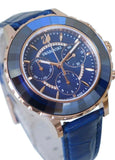 Swarovski Octea Lux Chrono Blue Dial Blue Leather Strap Watch for Women - 5563480 Buy Now By Swarovski